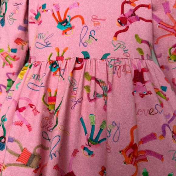 Oilily Organic Cotton Puff Sleeve Dress and Tights Size 104 (4 Years) Pink Multi - Picture 8 of 16